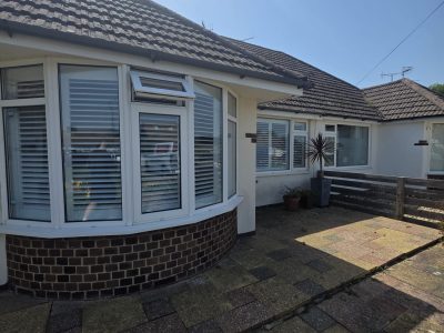 Outside View of Shutter installed in a bay window